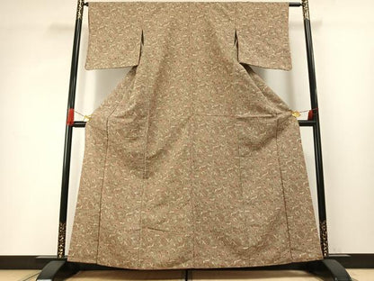 平和屋着物■上質な紬 葉尽くし 正絹 逸品 AABG1871fy