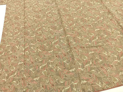 平和屋着物■上質な紬 葉尽くし 正絹 逸品 AABG1871fy