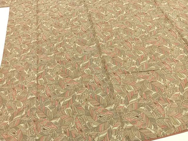平和屋着物■上質な紬 葉尽くし 正絹 逸品 AABG1871fy