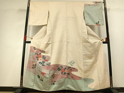 平和屋着物■訪問着　草花文　正絹　逸品　AABG1875fy