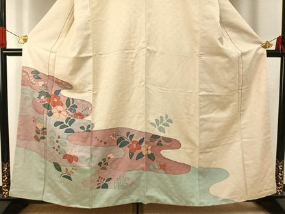 平和屋着物■訪問着　草花文　正絹　逸品　AABG1875fy