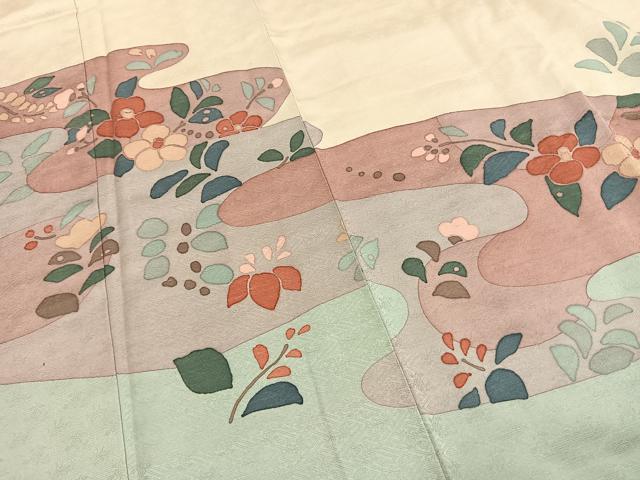 平和屋着物■訪問着　草花文　正絹　逸品　AABG1875fy