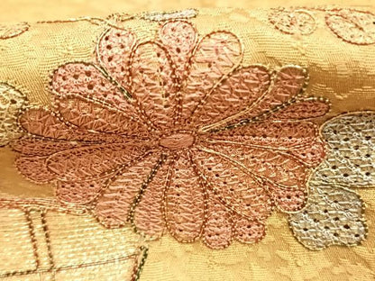 平和屋着物■訪問着　中国三大刺繍　汕頭刺繍　スワトウ刺繍　駒刺繍　地紙花文　暈し染め　金彩　正絹　逸品　AABG1877fy