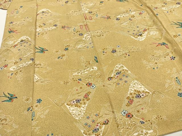 平和屋着物■上質な小紋　型染め　花鳥文　金彩　正絹　逸品　AABG1891fy