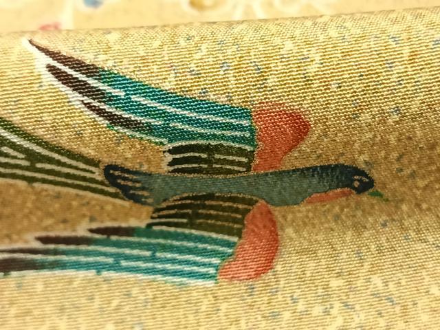 平和屋着物■上質な小紋　型染め　花鳥文　金彩　正絹　逸品　AABG1891fy