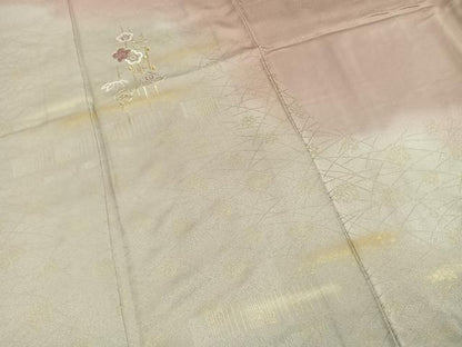 平和屋着物■訪問着　作家物　駒刺繍　松竹梅　暈し染め　金銀彩　金糸　正絹　逸品　AABG1905fy