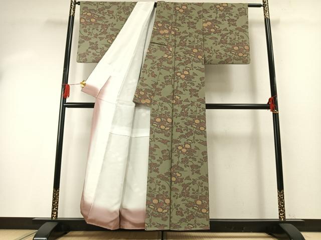 平和屋着物■上質な小紋　花鳥文　正絹　逸品　AABG1915fy