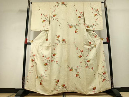 平和屋着物■上質な小紋　絞り　枝花文　正絹　逸品　AABG1932fy