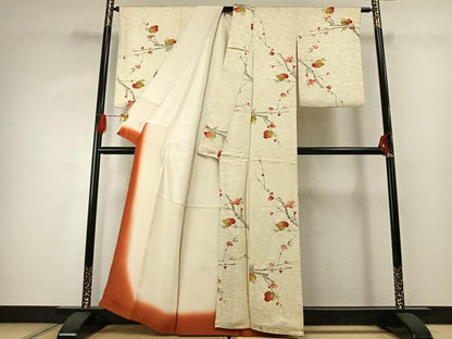 平和屋着物■上質な小紋　絞り　枝花文　正絹　逸品　AABG1932fy