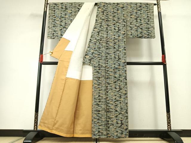 平和屋着物■上質な紬　抽象文様　正絹　逸品　AABG1934fy