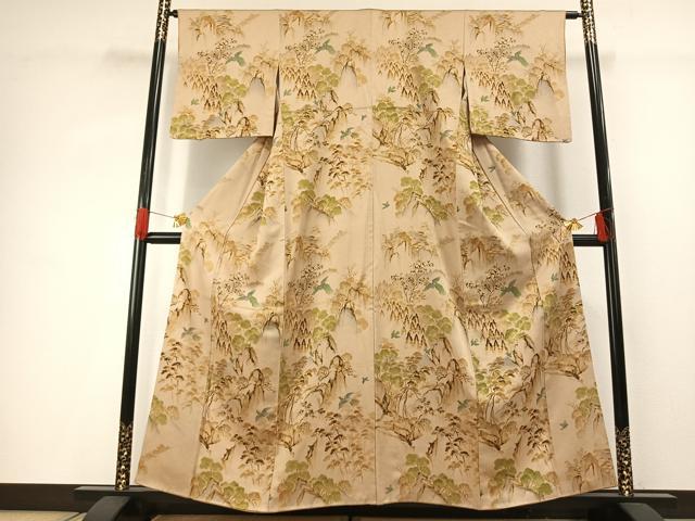 平和屋着物■訪問着　風景飛鳥文　正絹　逸品　AABG1935fy