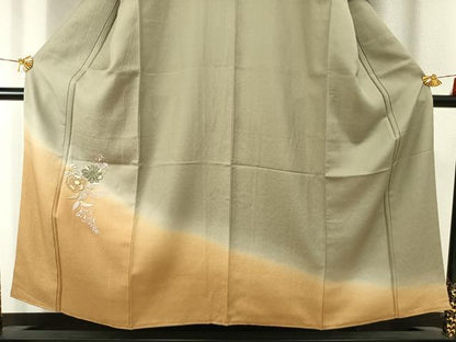 平和屋着物■訪問着　総刺繍　草花文　暈し染め　金糸　正絹　逸品　未使用　AABG1940fy