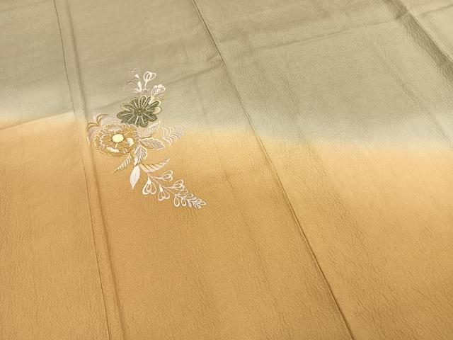 平和屋着物■訪問着　総刺繍　草花文　暈し染め　金糸　正絹　逸品　未使用　AABG1940fy