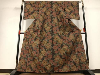 平和屋着物■本場大島紬 草花文 正絹 逸品 AABG1946fy