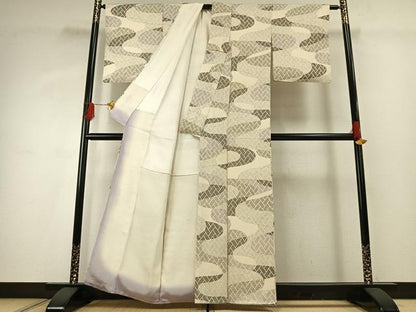平和屋着物■上質な小紋　幾何学文様　正絹　逸品　AABG1947fy