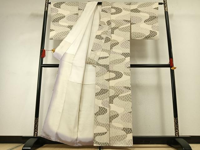 平和屋着物■上質な小紋　幾何学文様　正絹　逸品　AABG1947fy
