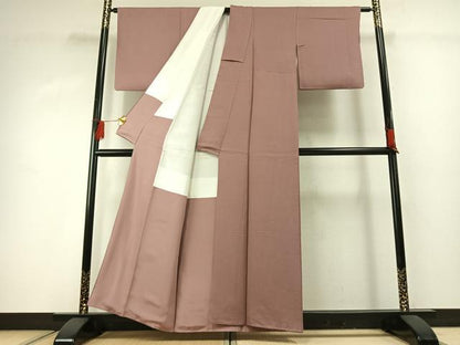 平和屋着物■上質な色無地　霞地紋　鴇浅葱色　正絹　逸品　AABG1958fy
