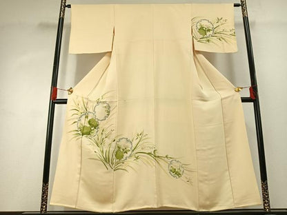 平和屋着物■訪問着　地紋起こし　雪輪花文　正絹　逸品　AABG1959fy