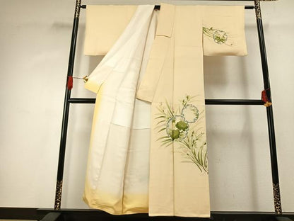 平和屋着物■訪問着　地紋起こし　雪輪花文　正絹　逸品　AABG1959fy