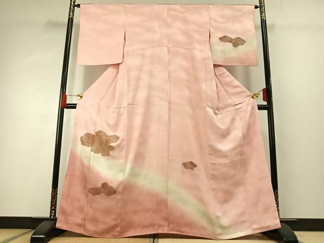 平和屋着物■中国三大刺繍　汕頭刺繍　スワトウ刺繍　訪問着　草花文　暈し染め　金彩　正絹　逸品　AABG1962fy