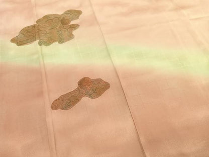 平和屋着物■中国三大刺繍　汕頭刺繍　スワトウ刺繍　訪問着　草花文　暈し染め　金彩　正絹　逸品　AABG1962fy