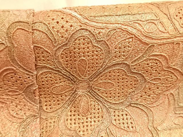 平和屋着物■中国三大刺繍　汕頭刺繍　スワトウ刺繍　訪問着　草花文　暈し染め　金彩　正絹　逸品　AABG1962fy