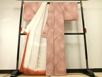 平和屋着物■上質な小紋 枝葉文 地紋起こし 暈し染め 正絹 逸品 AABG1970fy