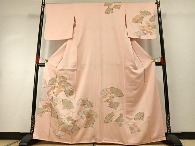平和屋着物■訪問着 駒刺繍 扇面文 金彩 正絹 逸品 AABG1982fy