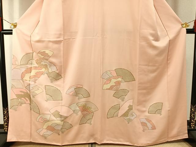 平和屋着物■訪問着 駒刺繍 扇面文 金彩 正絹 逸品 AABG1982fy