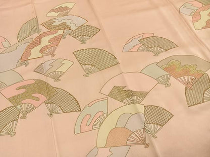 平和屋着物■訪問着 駒刺繍 扇面文 金彩 正絹 逸品 AABG1982fy