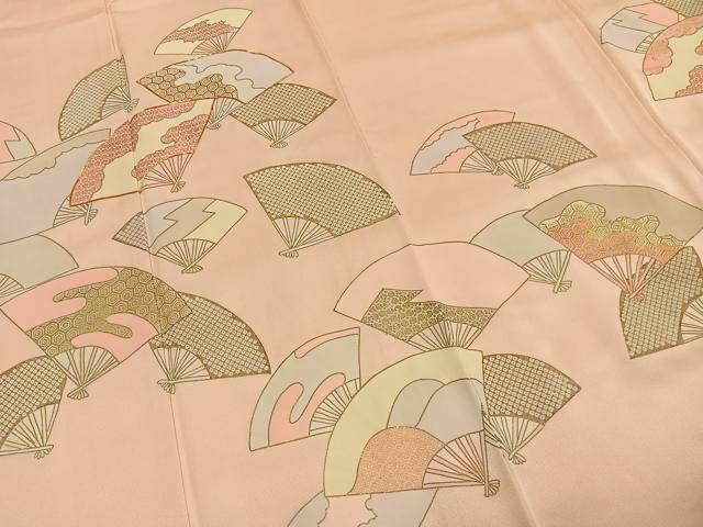 平和屋着物■訪問着 駒刺繍 扇面文 金彩 正絹 逸品 AABG1982fy