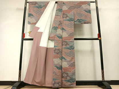 平和屋着物■上質な小紋 切り嵌め花鳥文 金彩 正絹 逸品 AABG1984fy