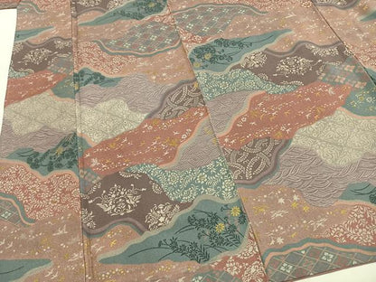 平和屋着物■上質な小紋 切り嵌め花鳥文 金彩 正絹 逸品 AABG1984fy