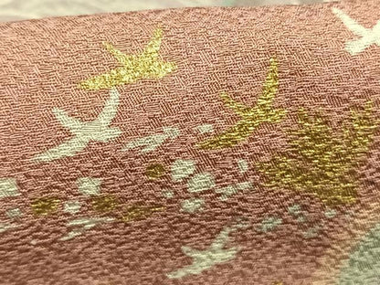 平和屋着物■上質な小紋 切り嵌め花鳥文 金彩 正絹 逸品 AABG1984fy