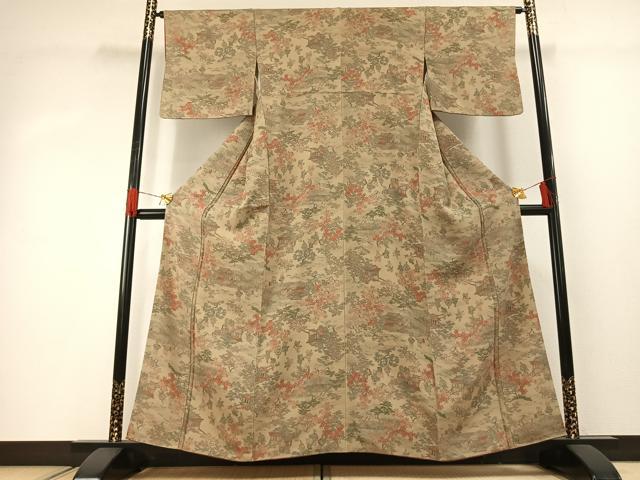 平和屋着物■上質な小紋 人物風景文 金彩 正絹 逸品 AABG1988fy