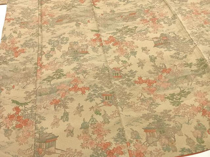 平和屋着物■上質な小紋 人物風景文 金彩 正絹 逸品 AABG1988fy