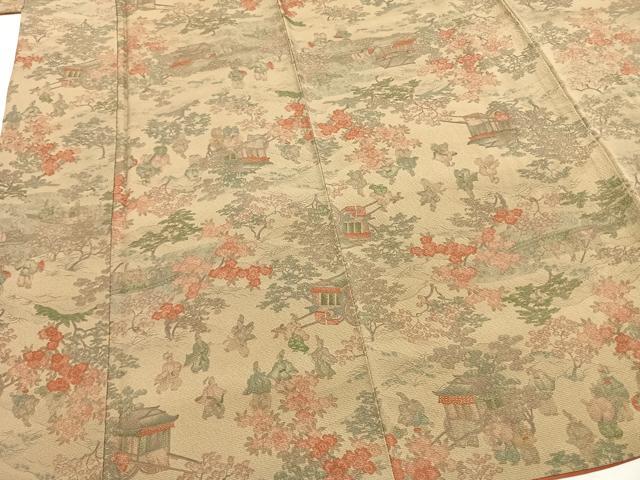 平和屋着物■上質な小紋 人物風景文 金彩 正絹 逸品 AABG1988fy