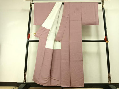 平和屋着物■上質な色無地 草花地紋 薄柿色 正絹 逸品 AABG1992fy