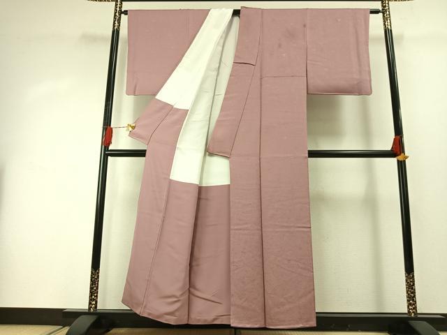 平和屋着物■上質な色無地 草花地紋 薄柿色 正絹 逸品 AABG1992fy