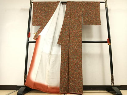 平和屋着物■上質な小紋 更紗花文 正絹 逸品 未使用 AABG1997fy