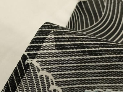平和屋着物＊夏物 小紋 絽 立波文 黒地 洗える着物 AABG2001jd