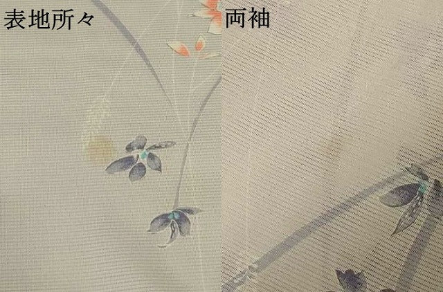 平和屋着物＊夏物 小紋 絽 草花文 洗える着物 AABG2003jd