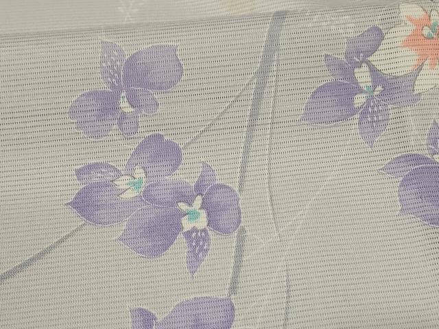 平和屋着物＊夏物 小紋 絽 草花文 洗える着物 AABG2003jd