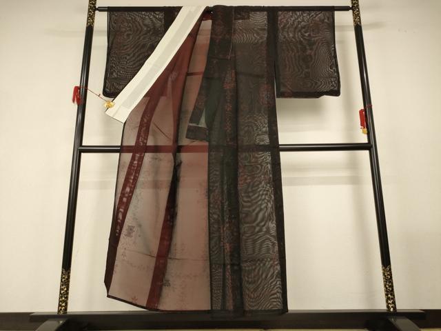 平和屋着物＊夏物 小紋 紗 幾何学花文 正絹 逸品 未使用 AABG2004jd