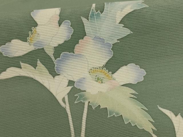 平和屋着物＊夏物 訪問着 絽 友禅 草花文 暈し染め 高島屋扱い 正絹 逸品 AABG2005jd