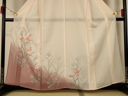 平和屋着物＊夏物 訪問着 絽 友禅 草花文 暈し染め 正絹 逸品 AABG2006jd