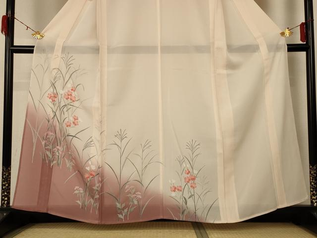 平和屋着物＊夏物 訪問着 絽 友禅 草花文 暈し染め 正絹 逸品 AABG2006jd