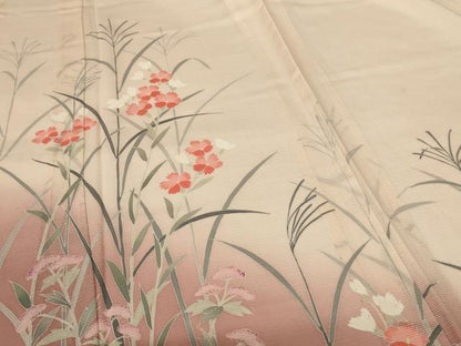 平和屋着物＊夏物 訪問着 絽 友禅 草花文 暈し染め 正絹 逸品 AABG2006jd