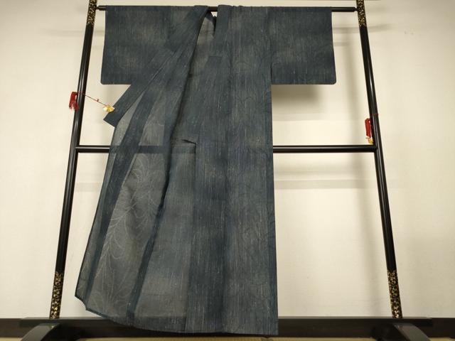 平和屋着物＊夏物 紗紬 草葉文 正絹 逸品 AABG2008jd