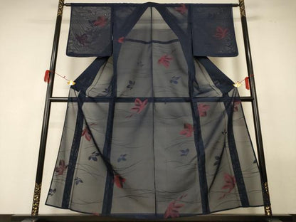 平和屋着物＊夏物　小紋　紗　舞花文　正絹　逸品　未使用　AABG2009jd